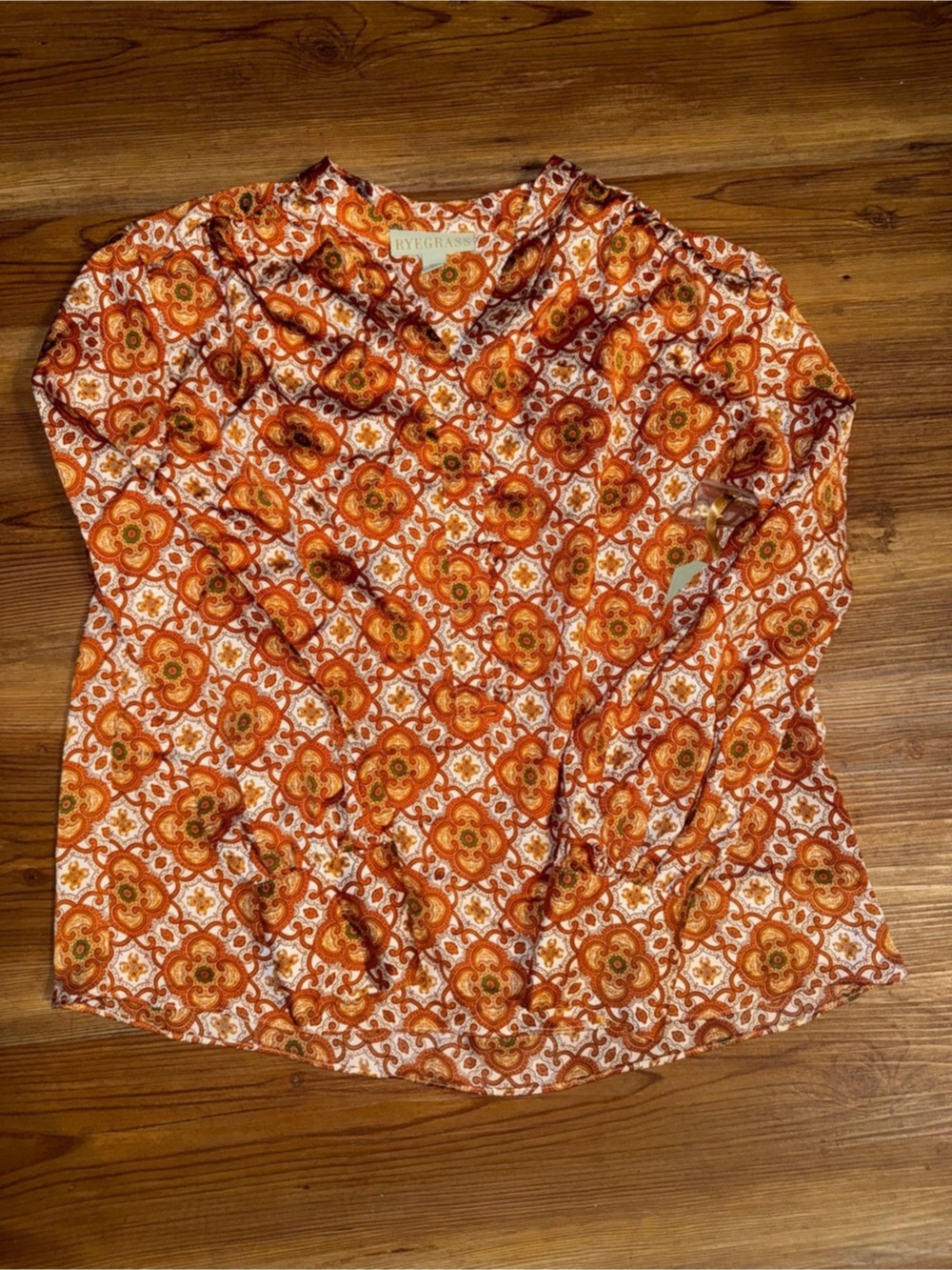 Rey Georgas Paisley Blouse in Brown & Orange Size XS